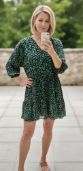 V by Very Tiered Green Animal Print Shirt/Dress